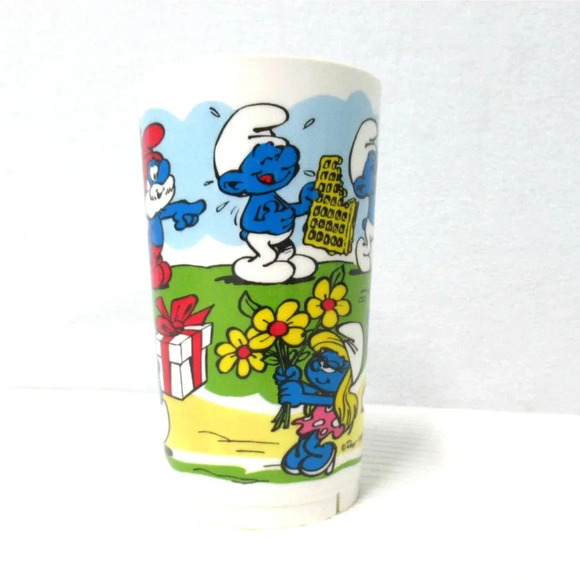 Cartoon Smurfs Cup and Care Bear Mug 1980's Deka USA Plastic Vintage - Picture 7 of 11